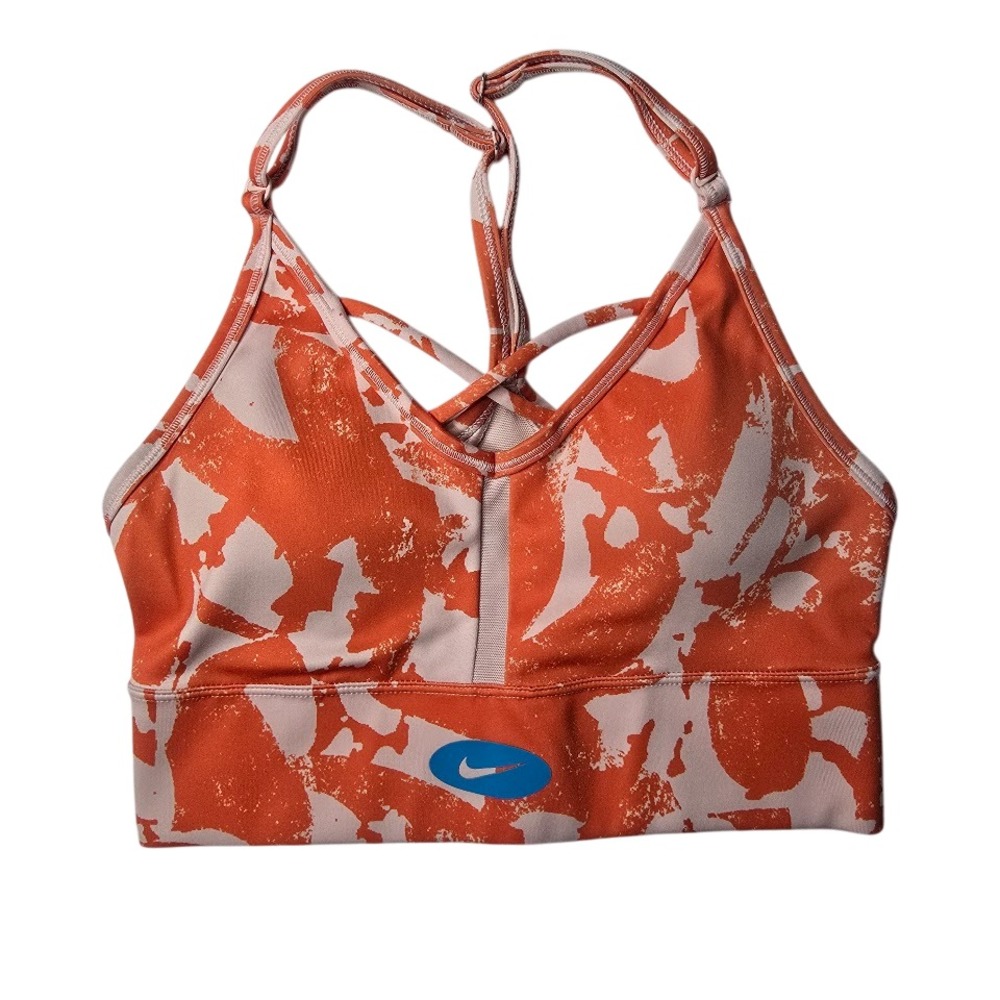 Nike Sports Bra Womens XS Orange Pink Abstract Dri-FIT Indy Light Support Active